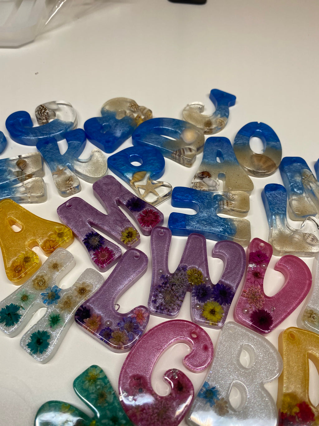 Handmade in custom designed resin keychains