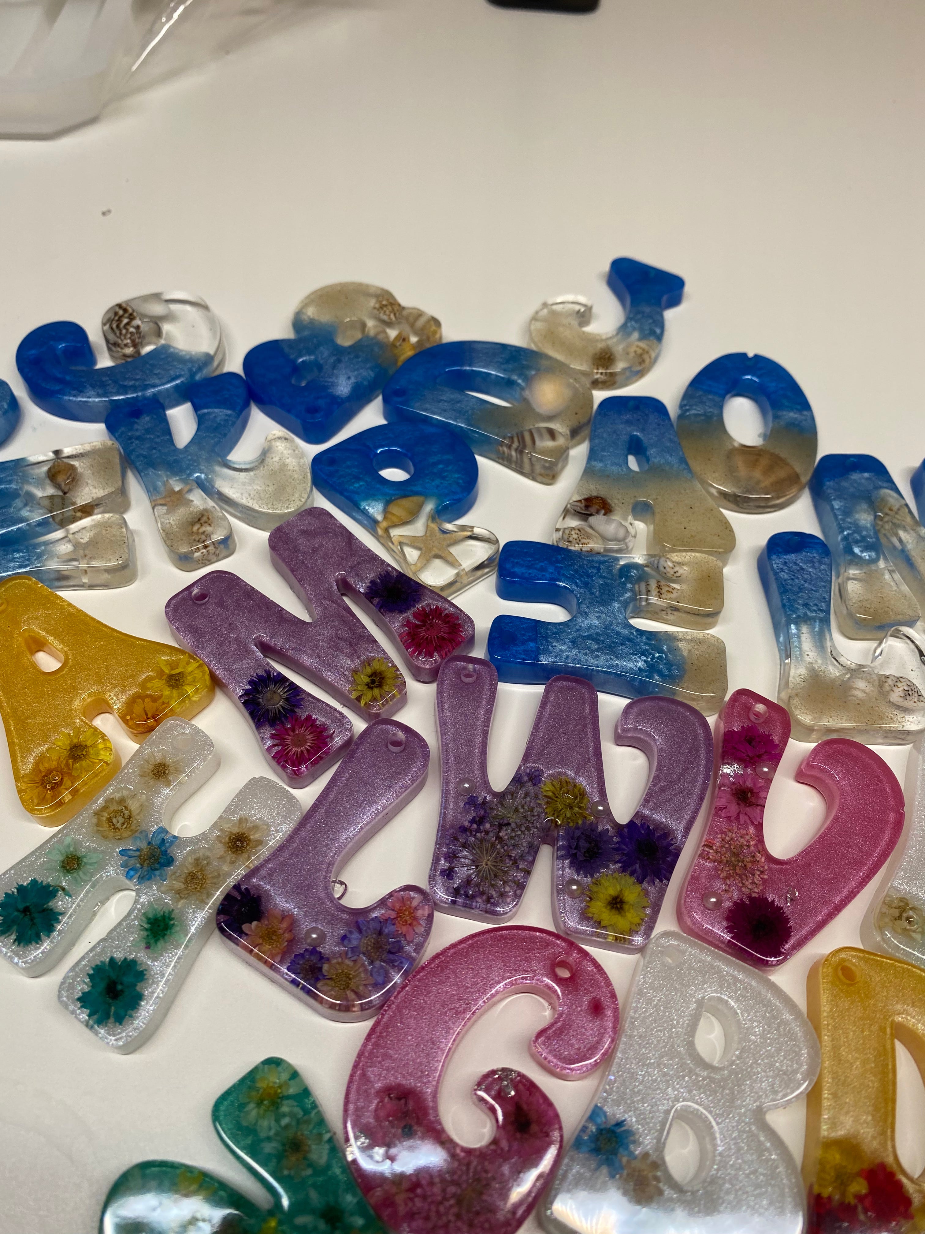 Handmade in custom designed resin keychains