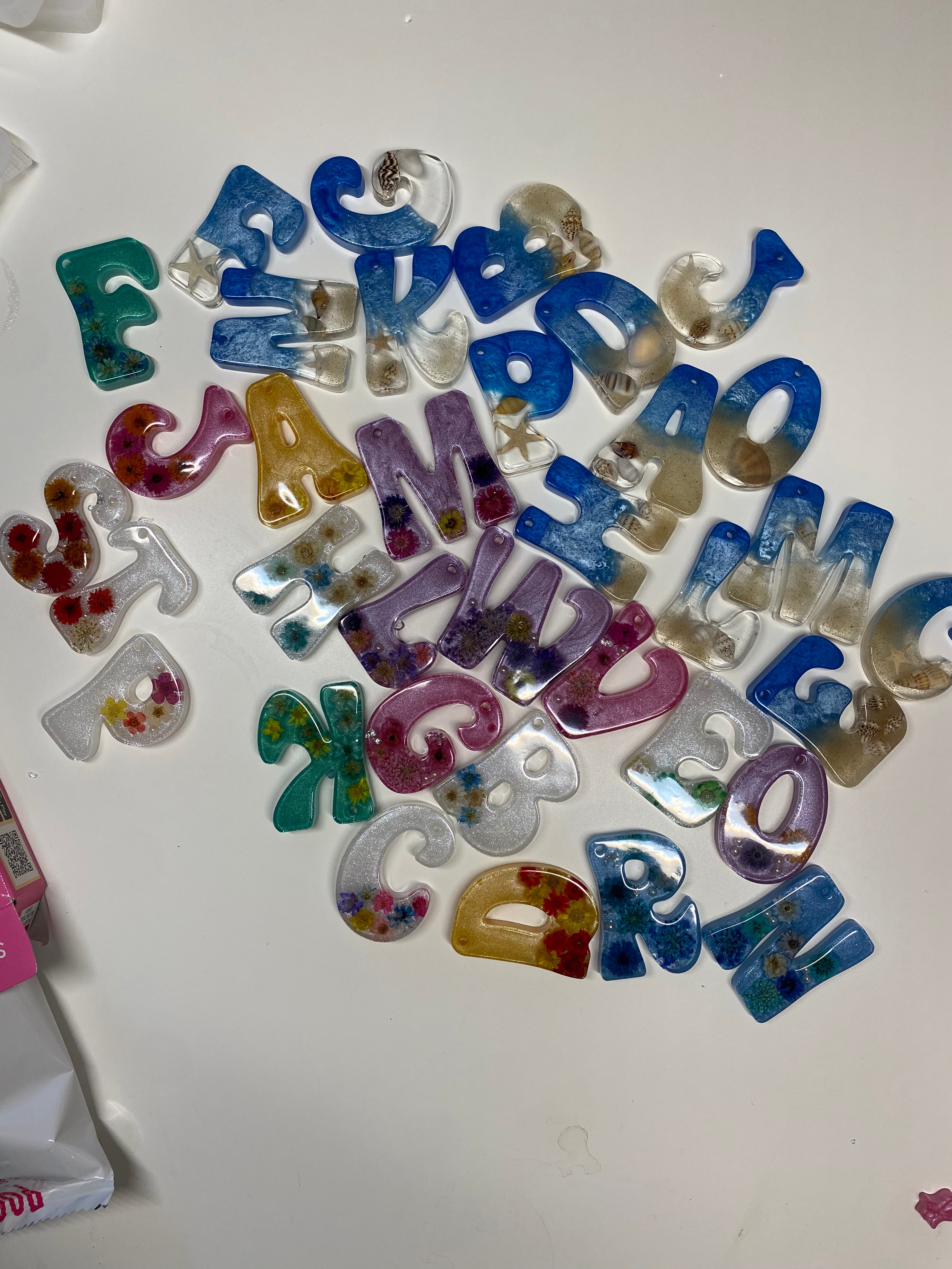 Handmade in custom designed resin keychains
