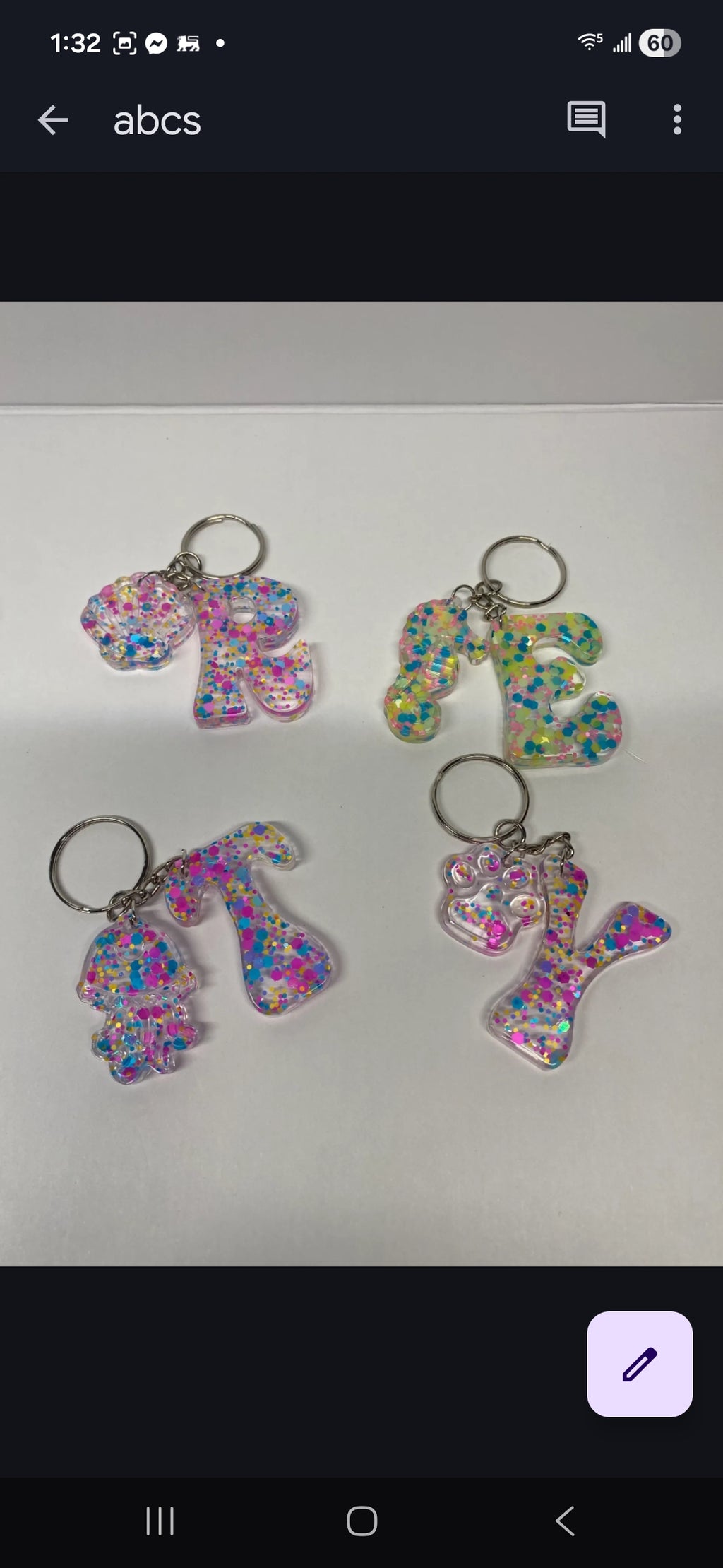 Handmade in custom designed resin keychains